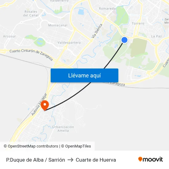 P.Duque de Alba / Sarrión to Cuarte de Huerva map