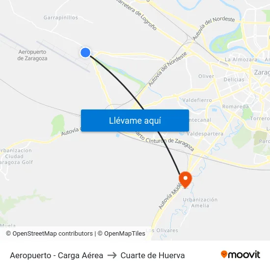 Aeropuerto - Carga Aérea to Cuarte de Huerva map