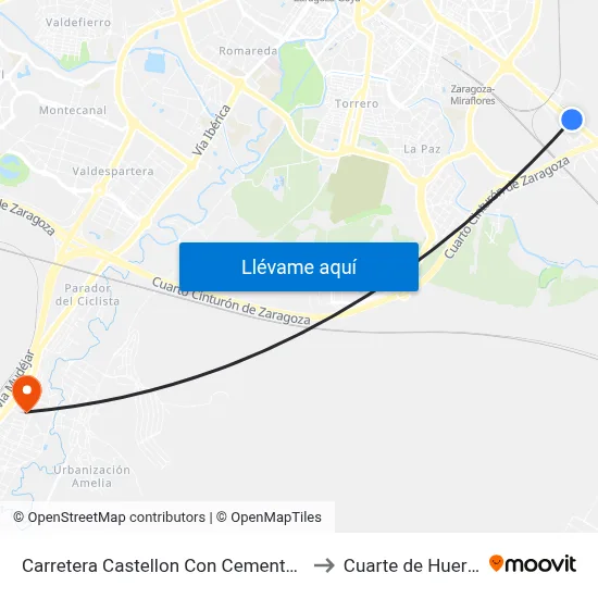 Carretera Castellon Con Cementerio to Cuarte de Huerva map