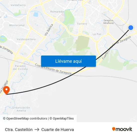 Ctra. Castellón to Cuarte de Huerva map