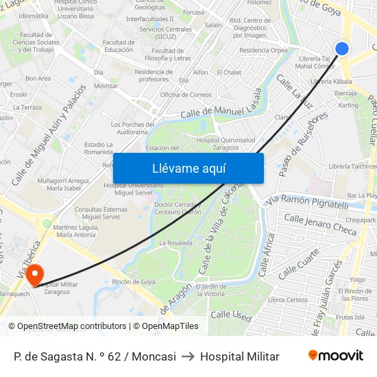 P. de Sagasta N. º 62 / Moncasi to Hospital Militar map