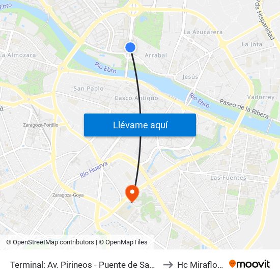 Terminal: Av. Pirineos - Puente de Santiago to Hc Miraflores map