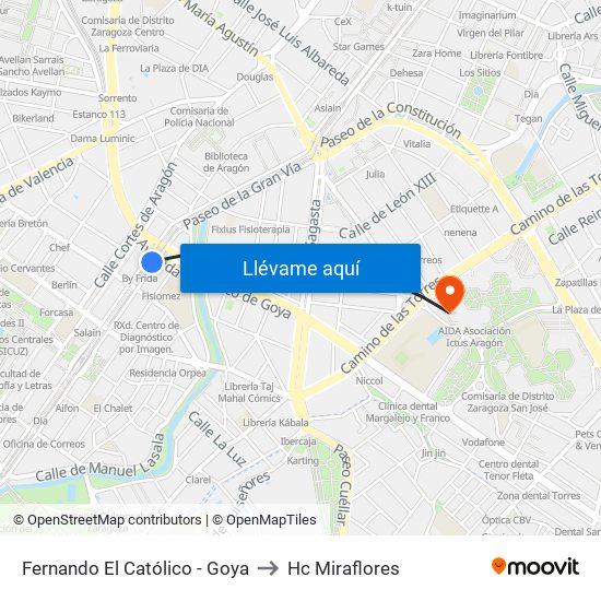 Fernando El Católico - Goya to Hc Miraflores map