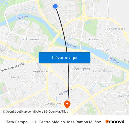 Clara Campoamor to Centro Médico José Ramón Muñoz Fernández map