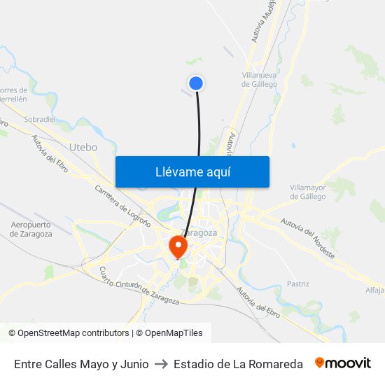 Entre Calles Mayo y Junio to Estadio de La Romareda map