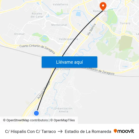 C/ Híspalis Con C/ Tarraco to Estadio de La Romareda map