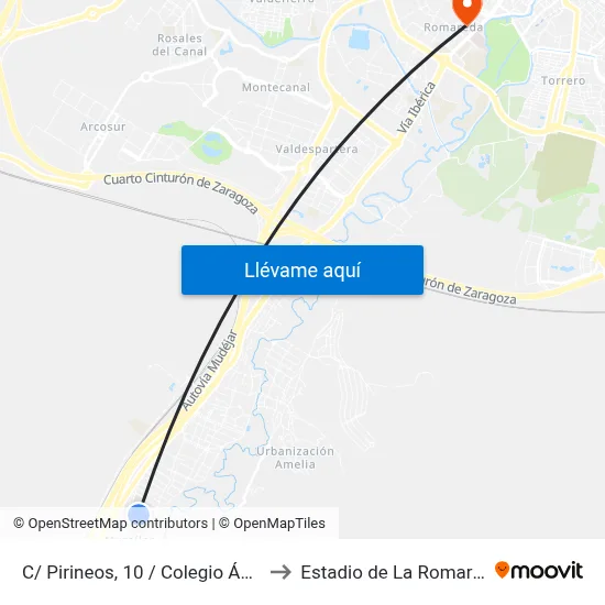 C/ Pirineos, 10 / Colegio Ánfora to Estadio de La Romareda map
