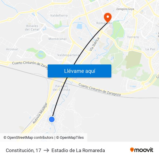 Constitución, 17 to Estadio de La Romareda map