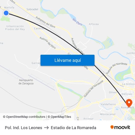 Pol. Ind. Los Leones to Estadio de La Romareda map
