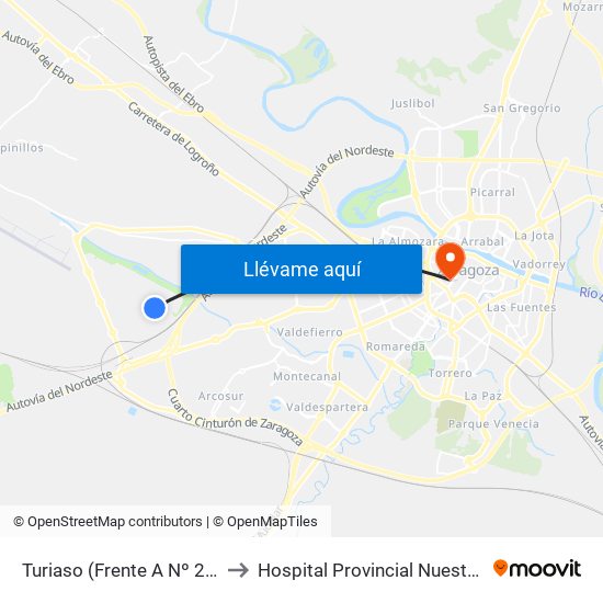 Turiaso (Frente A Nº 27) - Grupo Usieto to Hospital Provincial Nuestra Señora de Gracia map
