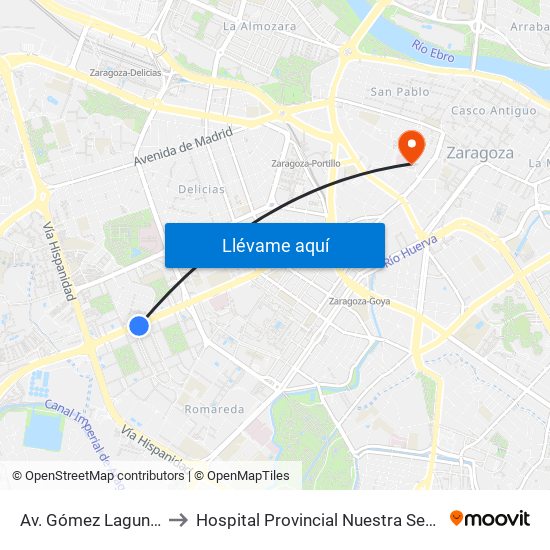 Av. Gómez Laguna N. º 25 to Hospital Provincial Nuestra Señora de Gracia map