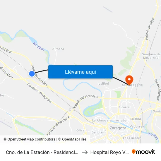 Cno. de La Estación - Residencial Sta. Teresa to Hospital Royo Villanova map