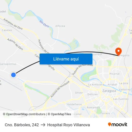 Cno. Bárboles, 242 to Hospital Royo Villanova map