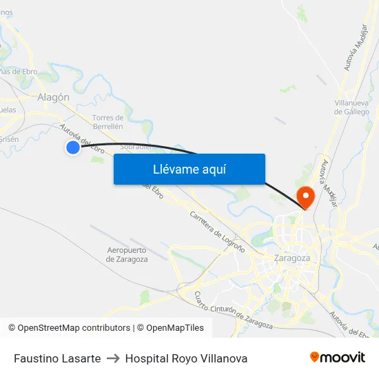 Faustino Lasarte to Hospital Royo Villanova map