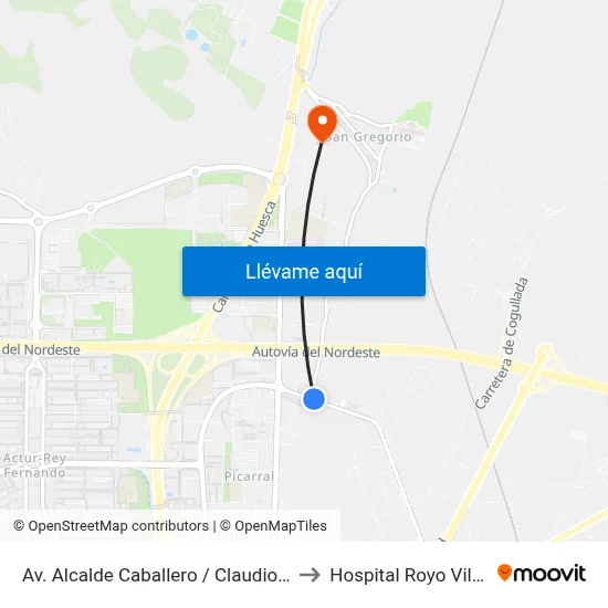 Av. Alcalde Caballero / Claudio Tolomeo to Hospital Royo Villanova map