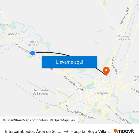 Intercambiador. Área de Servicio to Hospital Royo Villanova map