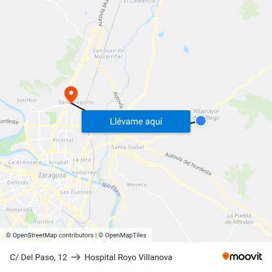 C/ Del Paso, 12 to Hospital Royo Villanova map