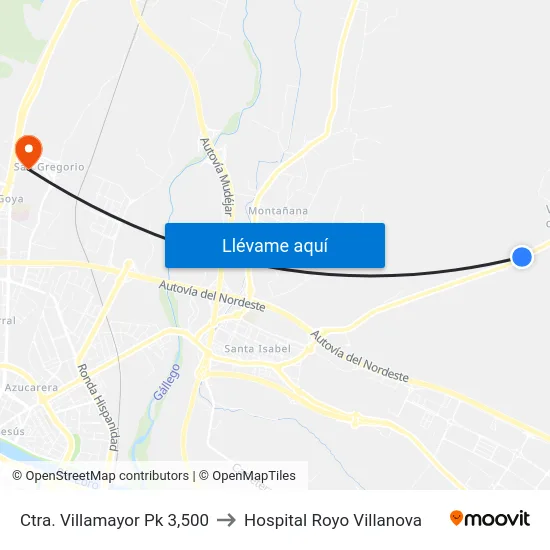 Ctra. Villamayor Pk 3,500 to Hospital Royo Villanova map