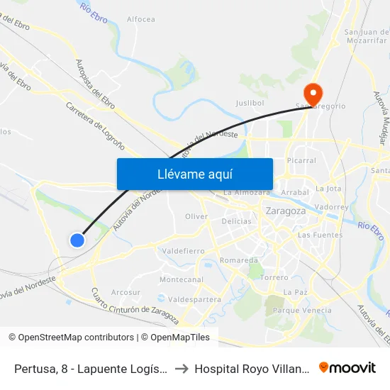 Pertusa, 8 - Lapuente Logística to Hospital Royo Villanova map