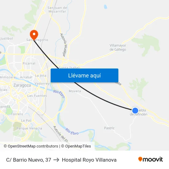 C/ Barrio Nuevo, 37 to Hospital Royo Villanova map