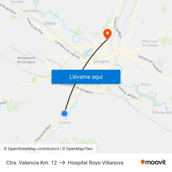 Ctra. Valencia Km. 12 to Hospital Royo Villanova map