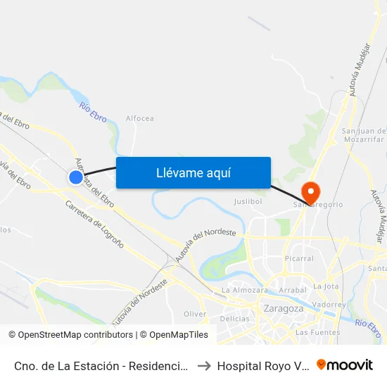 Cno. de La Estación - Residencial Sta. Teresa to Hospital Royo Villanova map