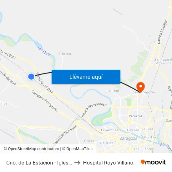 Cno. de La Estación - Iglesia to Hospital Royo Villanova map