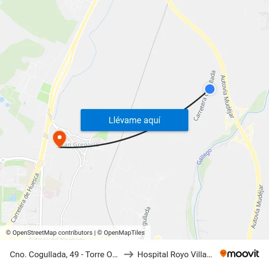 Cno. Cogullada, 49 - Torre Orruño to Hospital Royo Villanova map