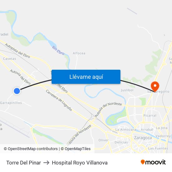Torre Del Pinar to Hospital Royo Villanova map