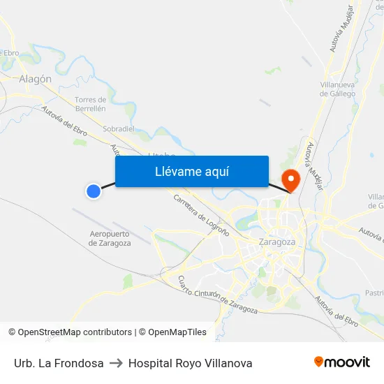 Urb. La Frondosa to Hospital Royo Villanova map
