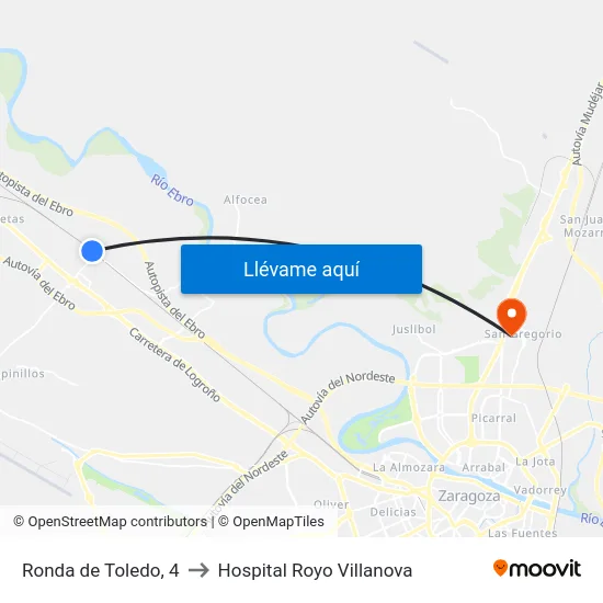 Ronda de Toledo, 4 to Hospital Royo Villanova map