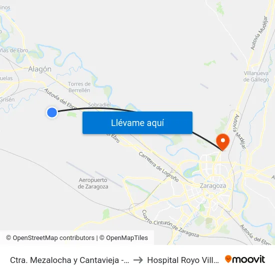 Ctra. Mezalocha y Cantavieja - Pinares to Hospital Royo Villanova map