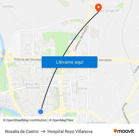 Rosalía de Castro to Hospital Royo Villanova map