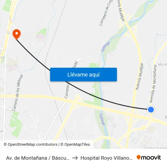 Av. de Montañana / Báscula to Hospital Royo Villanova map
