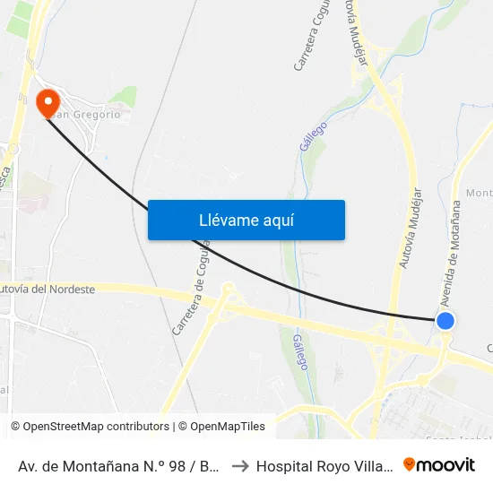 Av. de Montañana N.º 98 / Báscula to Hospital Royo Villanova map