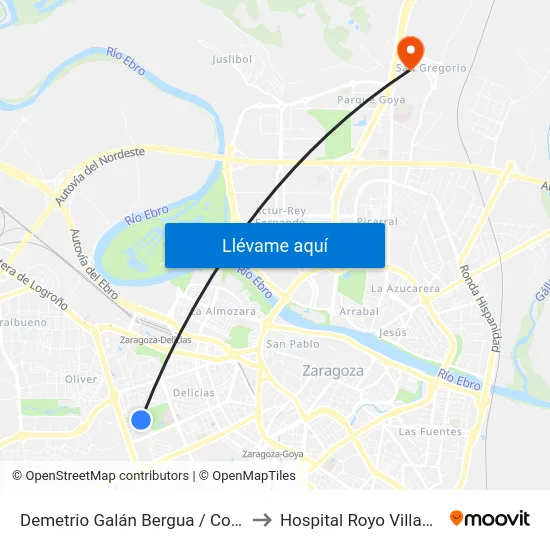 Demetrio Galán Bergua / Colegio to Hospital Royo Villanova map