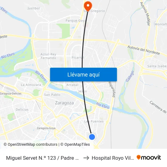 Miguel Servet N.º 123 / Padre Chaminade to Hospital Royo Villanova map