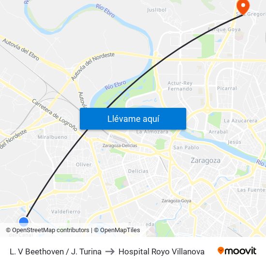 L. V Beethoven / J. Turina to Hospital Royo Villanova map