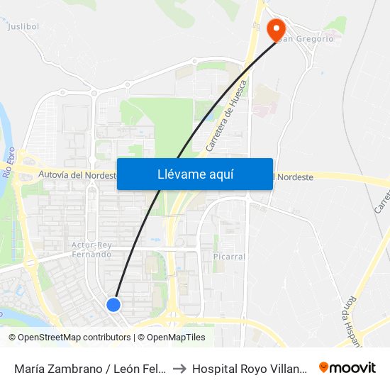 María Zambrano / León Felipe to Hospital Royo Villanova map