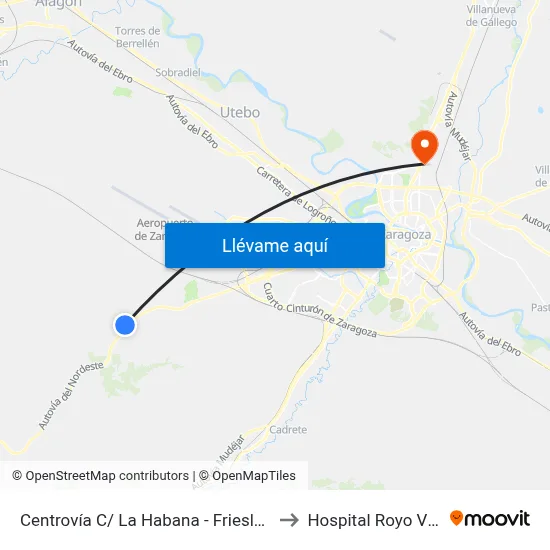 Centrovía C/ La Habana - Friesland Campiña to Hospital Royo Villanova map