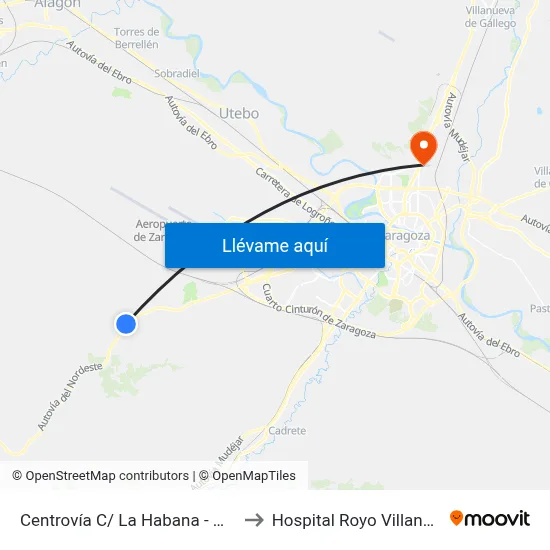 Centrovía C/ La Habana - Mrw to Hospital Royo Villanova map