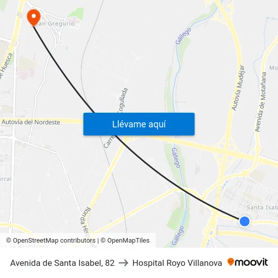 Avenida de Santa Isabel, 82 to Hospital Royo Villanova map