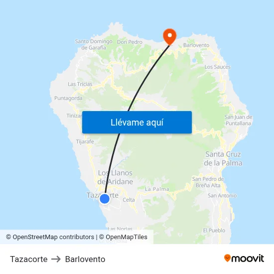 Tazacorte to Barlovento map