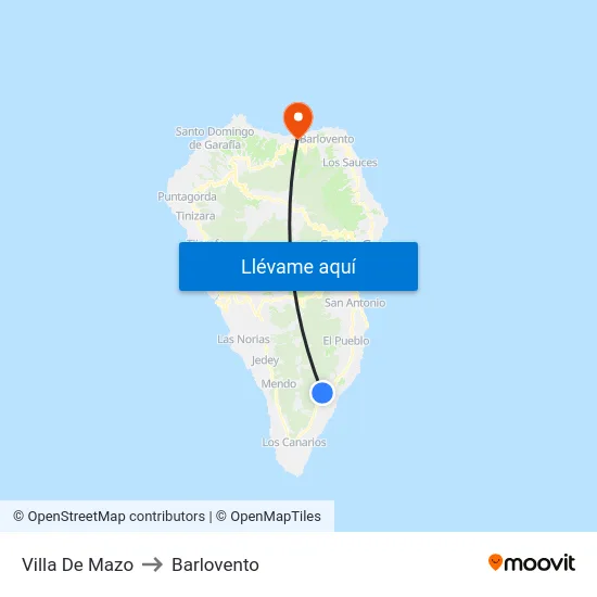 Villa De Mazo to Barlovento map