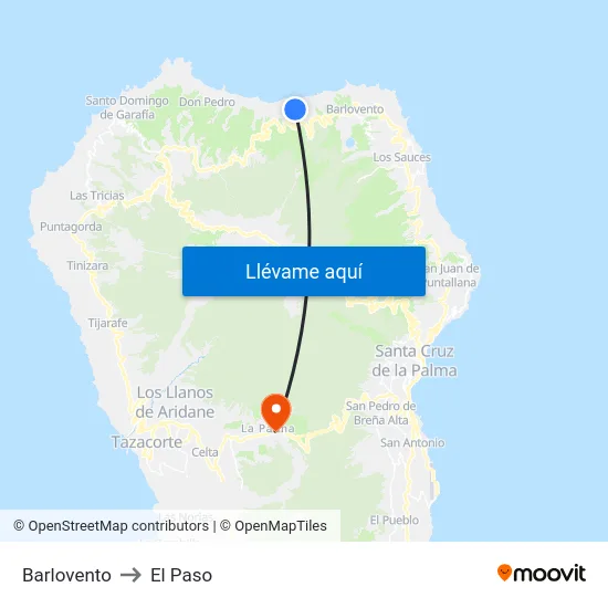 Barlovento to El Paso map