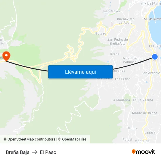 Breña Baja to El Paso map