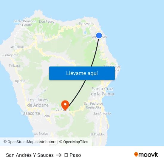 San Andrés Y Sauces to El Paso map