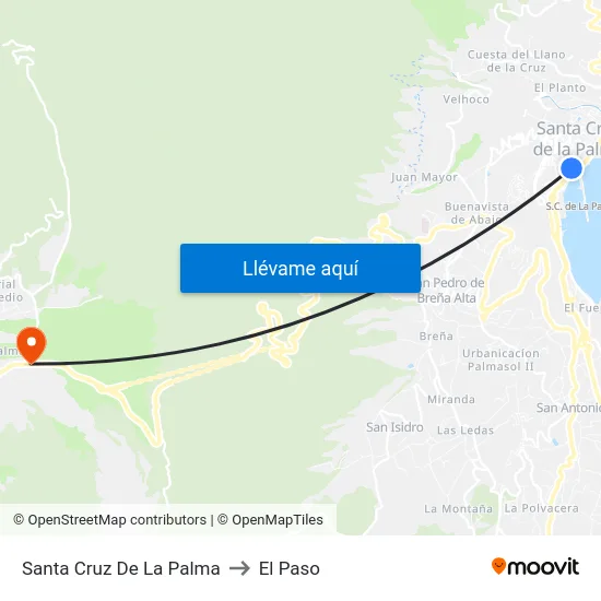 Santa Cruz De La Palma to El Paso map