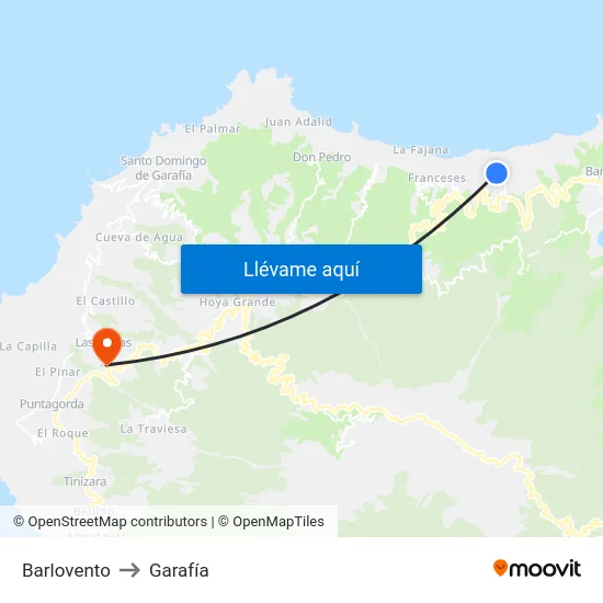 Barlovento to Garafía map