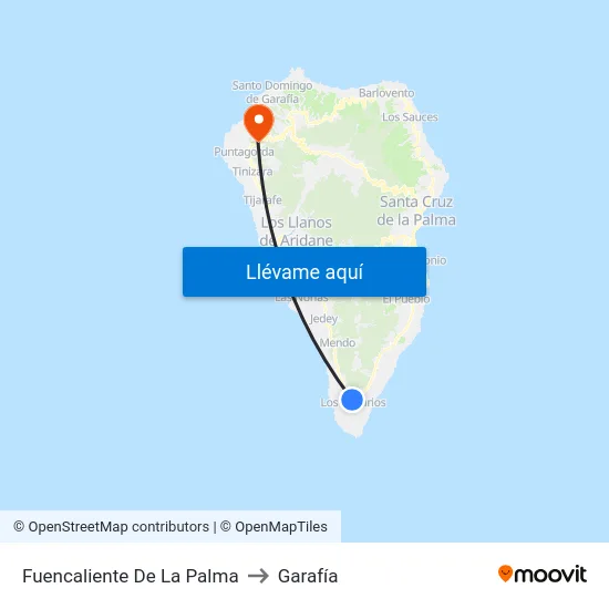 Fuencaliente De La Palma to Garafía map